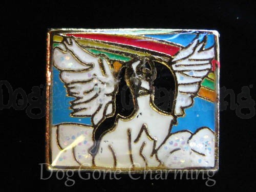 Cavalier King Charles Angel Dog BLK SQ Floating Locket Charm