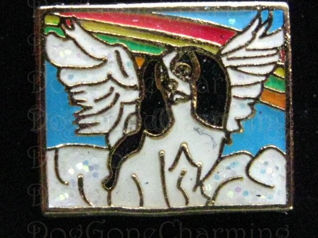 Cavalier King Charles Angel Dog BLK SQ Floating Locket Charm